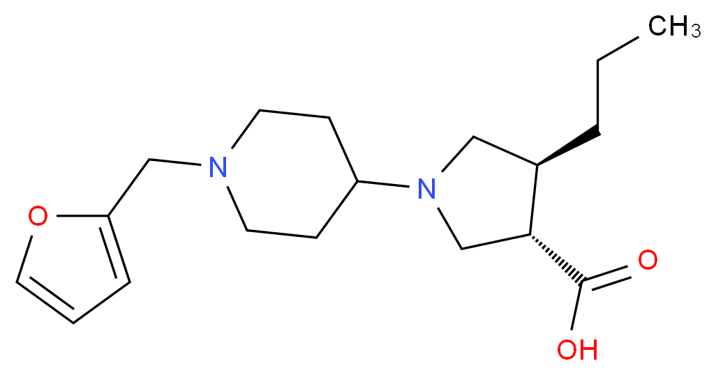 (3S*,4S*)-1-[1-(2-furylmethyl)piperidin-4-yl]-4-propylpyrrolidine-3-carboxylic acid_Molecular_structure_CAS_)