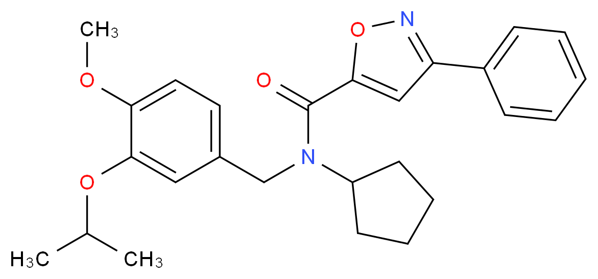 N-cyclopentyl-N-(3-isopropoxy-4-methoxybenzyl)-3-phenyl-5-isoxazolecarboxamide_Molecular_structure_CAS_)