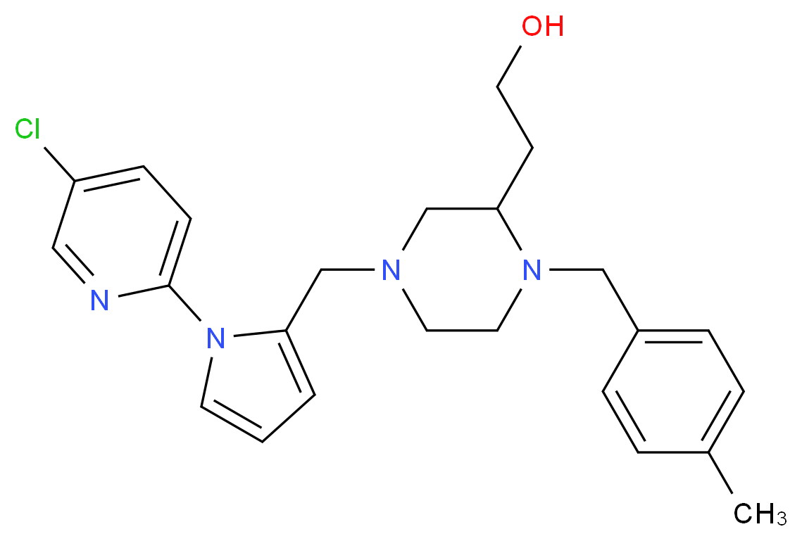 2-[4-{[1-(5-chloro-2-pyridinyl)-1H-pyrrol-2-yl]methyl}-1-(4-methylbenzyl)-2-piperazinyl]ethanol_Molecular_structure_CAS_)