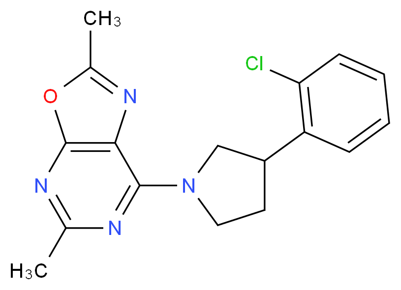 7-[3-(2-chlorophenyl)pyrrolidin-1-yl]-2,5-dimethyl[1,3]oxazolo[5,4-d]pyrimidine_Molecular_structure_CAS_)