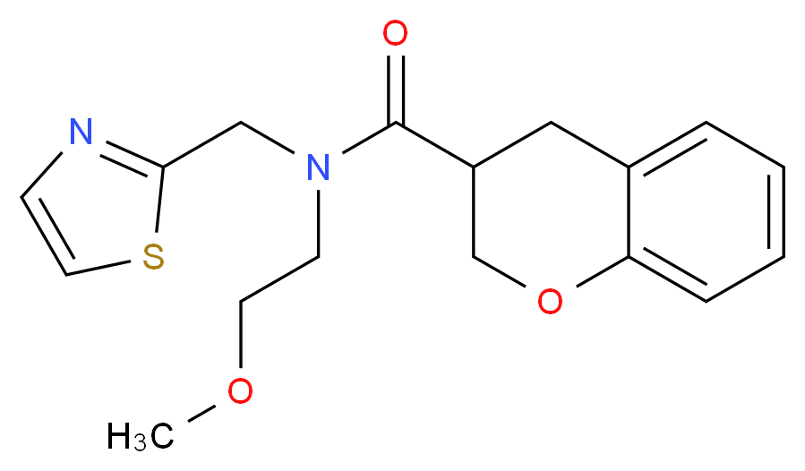 N-(2-methoxyethyl)-N-(1,3-thiazol-2-ylmethyl)chromane-3-carboxamide_Molecular_structure_CAS_)