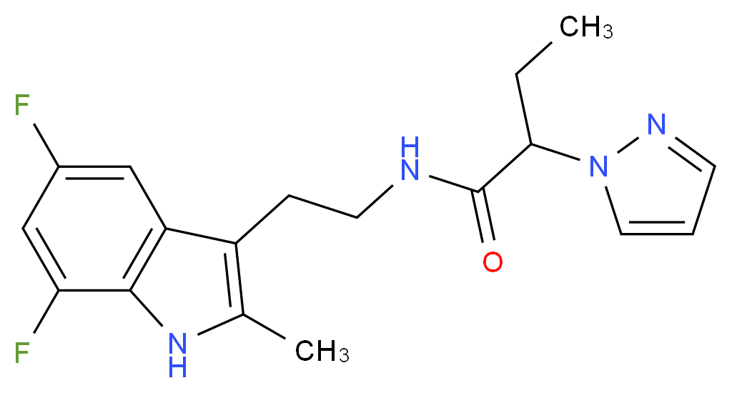 N-[2-(5,7-difluoro-2-methyl-1H-indol-3-yl)ethyl]-2-(1H-pyrazol-1-yl)butanamide_Molecular_structure_CAS_)