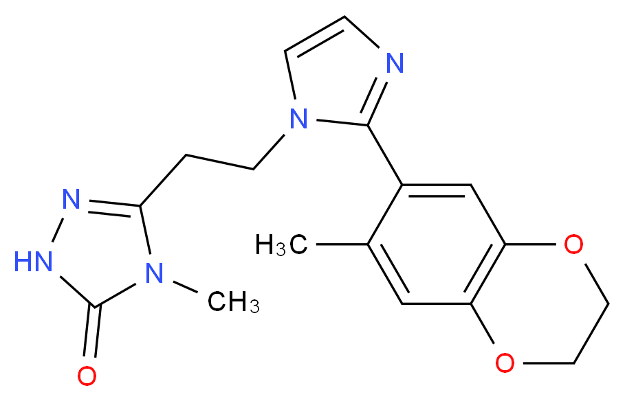 4-methyl-5-{2-[2-(7-methyl-2,3-dihydro-1,4-benzodioxin-6-yl)-1H-imidazol-1-yl]ethyl}-2,4-dihydro-3H-1,2,4-triazol-3-one_Molecular_structure_CAS_)
