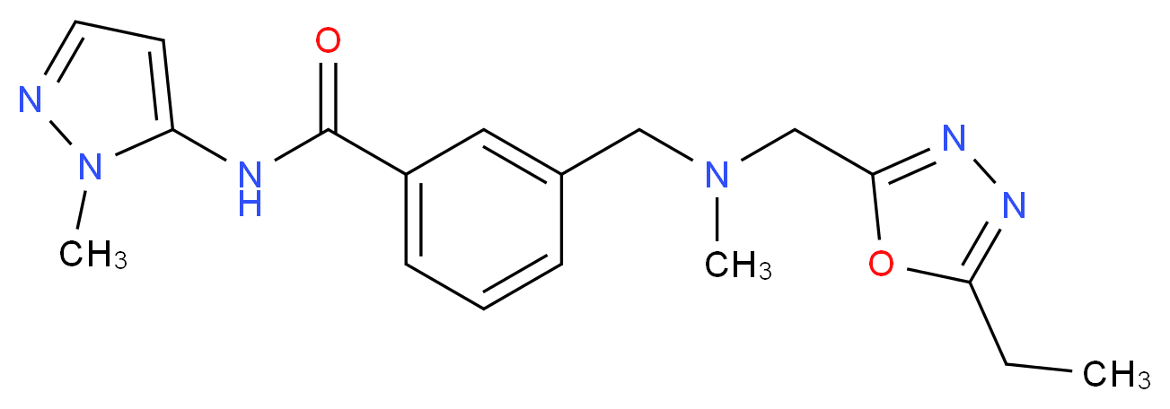 3-{[[(5-ethyl-1,3,4-oxadiazol-2-yl)methyl](methyl)amino]methyl}-N-(1-methyl-1H-pyrazol-5-yl)benzamide_Molecular_structure_CAS_)