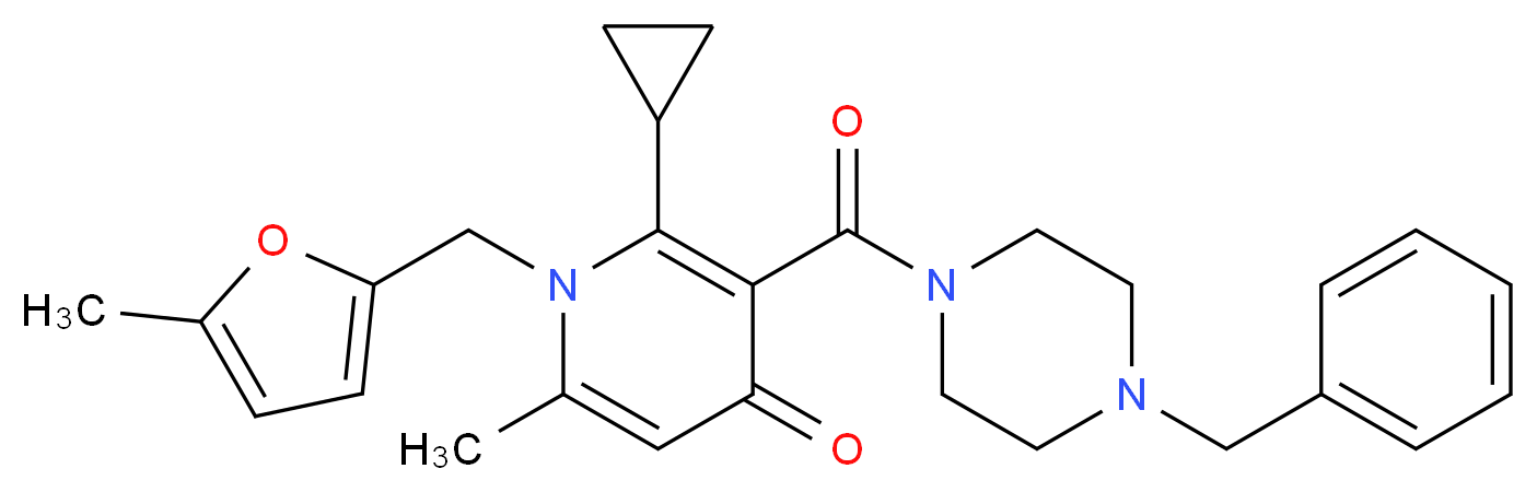 3-[(4-benzyl-1-piperazinyl)carbonyl]-2-cyclopropyl-6-methyl-1-[(5-methyl-2-furyl)methyl]-4(1H)-pyridinone_Molecular_structure_CAS_)