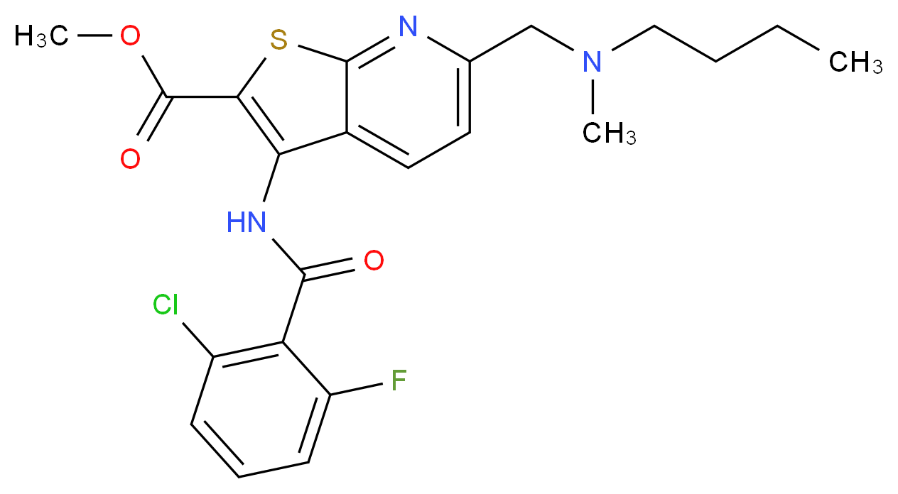 methyl 6-{[butyl(methyl)amino]methyl}-3-[(2-chloro-6-fluorobenzoyl)amino]thieno[2,3-b]pyridine-2-carboxylate_Molecular_structure_CAS_)