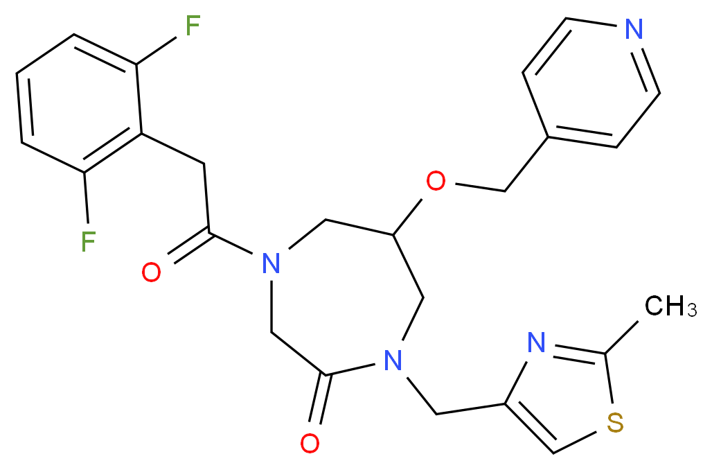 4-[(2,6-difluorophenyl)acetyl]-1-[(2-methyl-1,3-thiazol-4-yl)methyl]-6-(4-pyridinylmethoxy)-1,4-diazepan-2-one_Molecular_structure_CAS_)