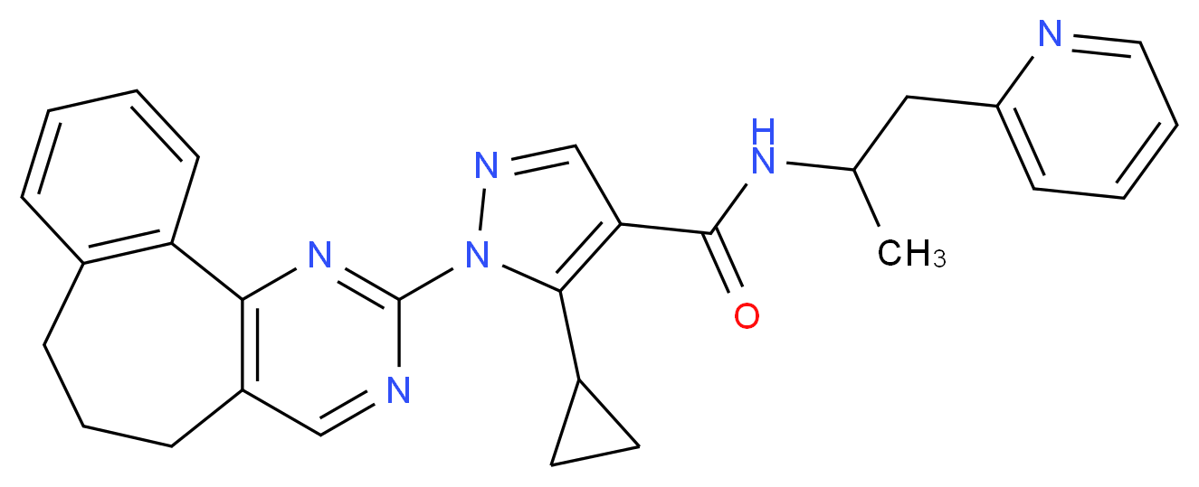 5-cyclopropyl-1-(6,7-dihydro-5H-benzo[6,7]cyclohepta[1,2-d]pyrimidin-2-yl)-N-[1-methyl-2-(2-pyridinyl)ethyl]-1H-pyrazole-4-carboxamide_Molecular_structure_CAS_)