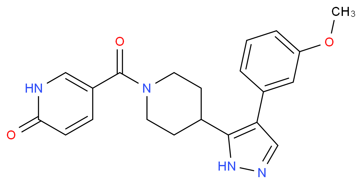 5-({4-[4-(3-methoxyphenyl)-1H-pyrazol-5-yl]piperidin-1-yl}carbonyl)pyridin-2(1H)-one_Molecular_structure_CAS_)
