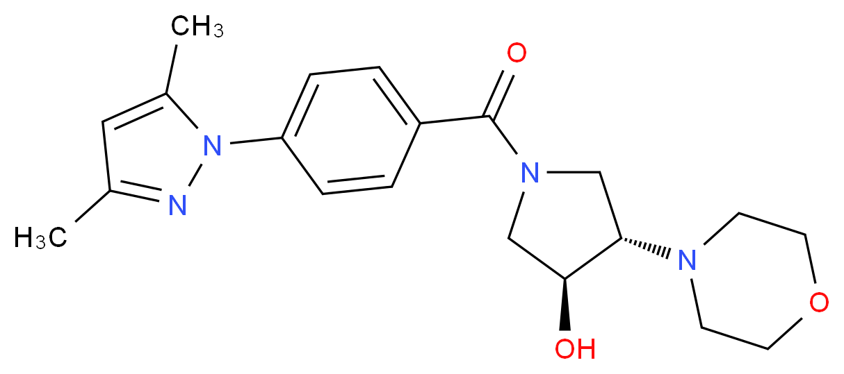 (3S*,4S*)-1-[4-(3,5-dimethyl-1H-pyrazol-1-yl)benzoyl]-4-(4-morpholinyl)-3-pyrrolidinol_Molecular_structure_CAS_)