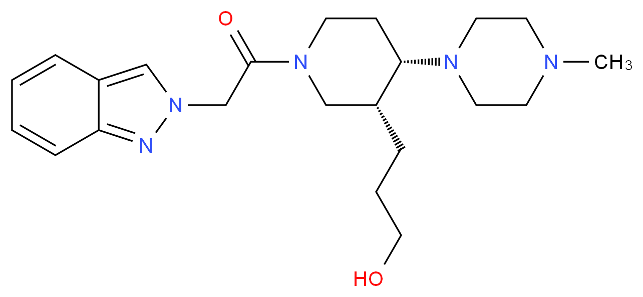 3-[(3R*,4S*)-1-(2H-indazol-2-ylacetyl)-4-(4-methylpiperazin-1-yl)piperidin-3-yl]propan-1-ol_Molecular_structure_CAS_)