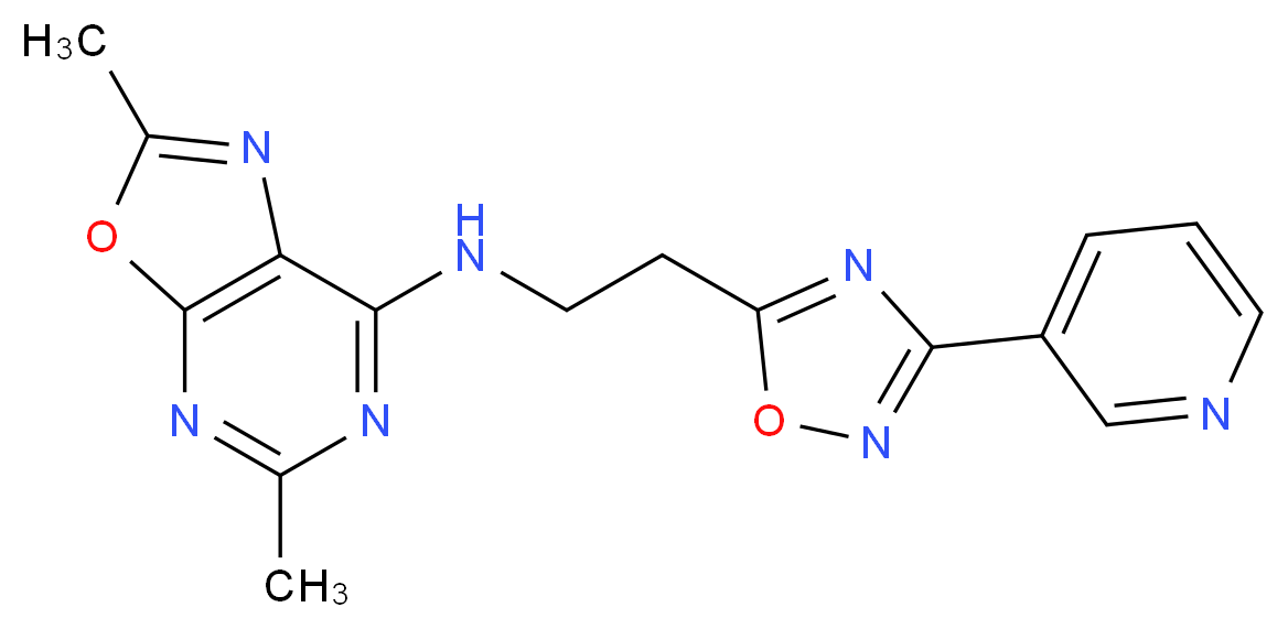 2,5-dimethyl-N-[2-(3-pyridin-3-yl-1,2,4-oxadiazol-5-yl)ethyl][1,3]oxazolo[5,4-d]pyrimidin-7-amine_Molecular_structure_CAS_)