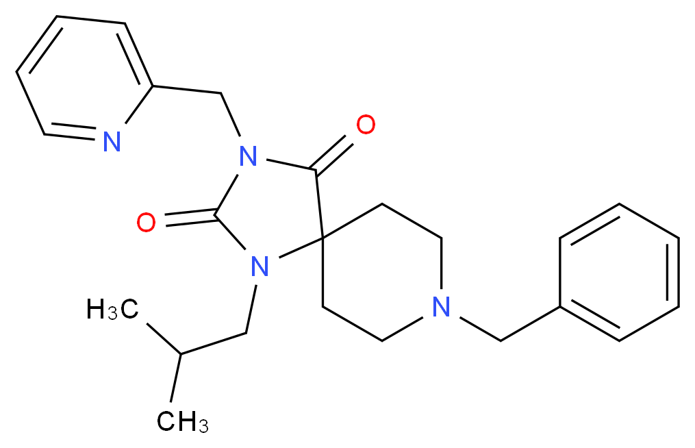 8-benzyl-1-isobutyl-3-(2-pyridinylmethyl)-1,3,8-triazaspiro[4.5]decane-2,4-dione_Molecular_structure_CAS_)