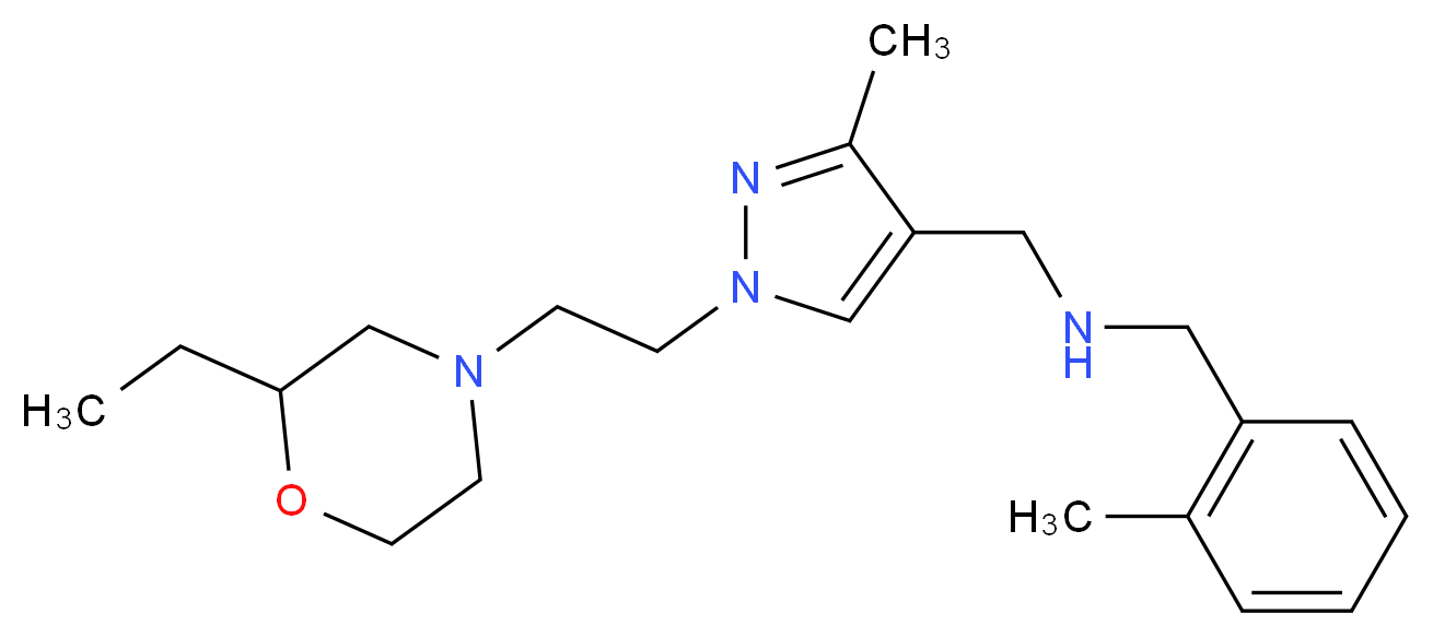 ({1-[2-(2-ethylmorpholin-4-yl)ethyl]-3-methyl-1H-pyrazol-4-yl}methyl)(2-methylbenzyl)amine_Molecular_structure_CAS_)