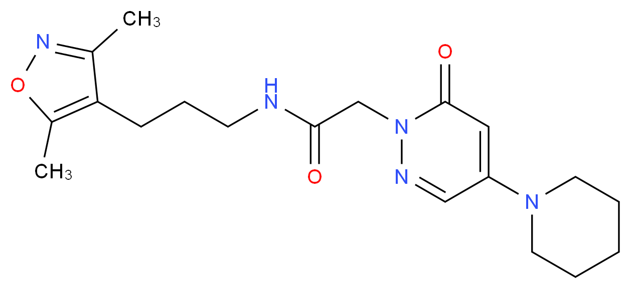 N-[3-(3,5-dimethyl-4-isoxazolyl)propyl]-2-[6-oxo-4-(1-piperidinyl)-1(6H)-pyridazinyl]acetamide_Molecular_structure_CAS_)