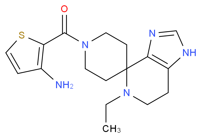 2-[(5-ethyl-1,5,6,7-tetrahydro-1'H-spiro[imidazo[4,5-c]pyridine-4,4'-piperidin]-1'-yl)carbonyl]thiophen-3-amine_Molecular_structure_CAS_)