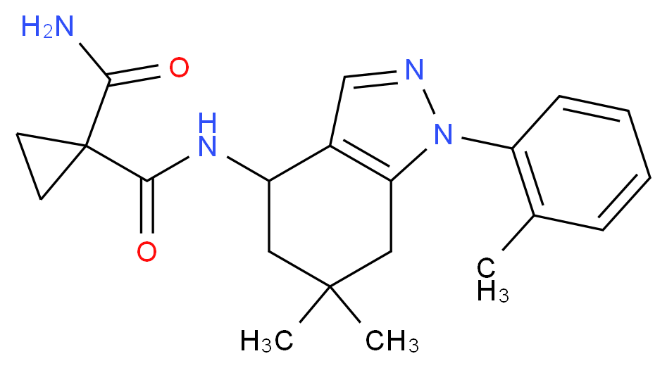 N~1~-[6,6-dimethyl-1-(2-methylphenyl)-4,5,6,7-tetrahydro-1H-indazol-4-yl]cyclopropane-1,1-dicarboxamide_Molecular_structure_CAS_)