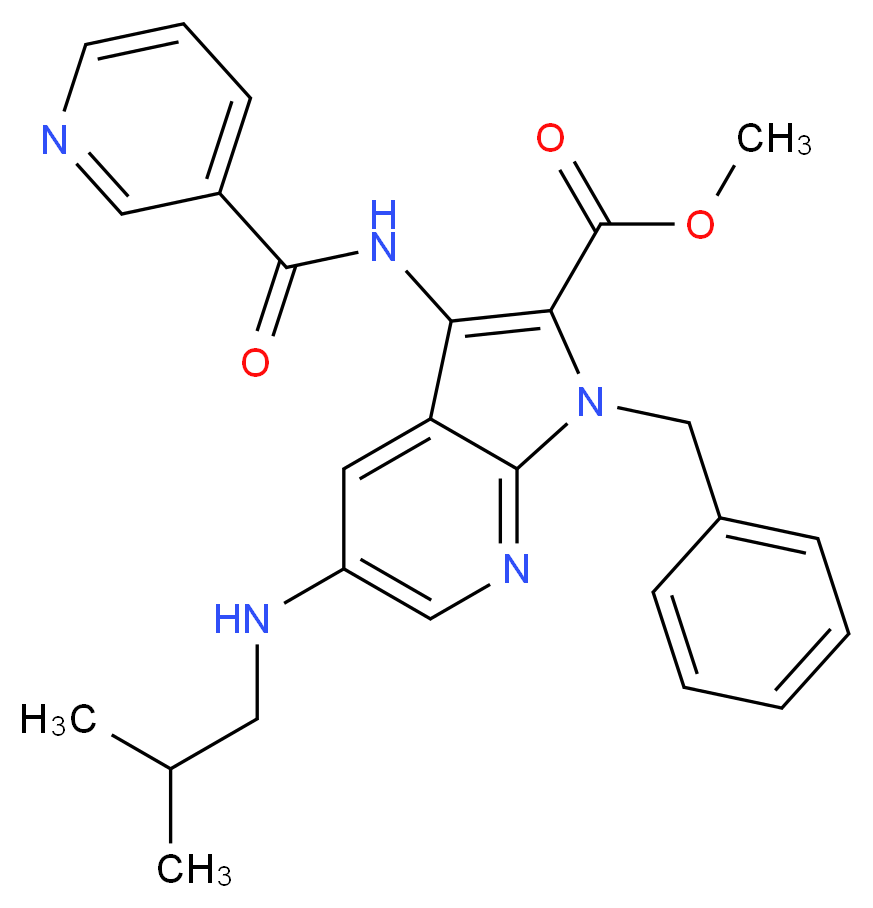 methyl 1-benzyl-5-(isobutylamino)-3-[(3-pyridinylcarbonyl)amino]-1H-pyrrolo[2,3-b]pyridine-2-carboxylate_Molecular_structure_CAS_)