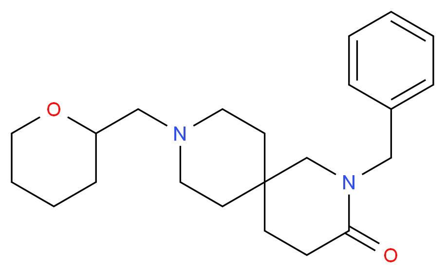 2-benzyl-9-(tetrahydro-2H-pyran-2-ylmethyl)-2,9-diazaspiro[5.5]undecan-3-one_Molecular_structure_CAS_)