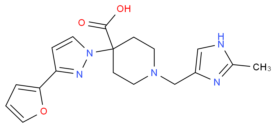4-[3-(2-furyl)-1H-pyrazol-1-yl]-1-[(2-methyl-1H-imidazol-4-yl)methyl]piperidine-4-carboxylic acid_Molecular_structure_CAS_)