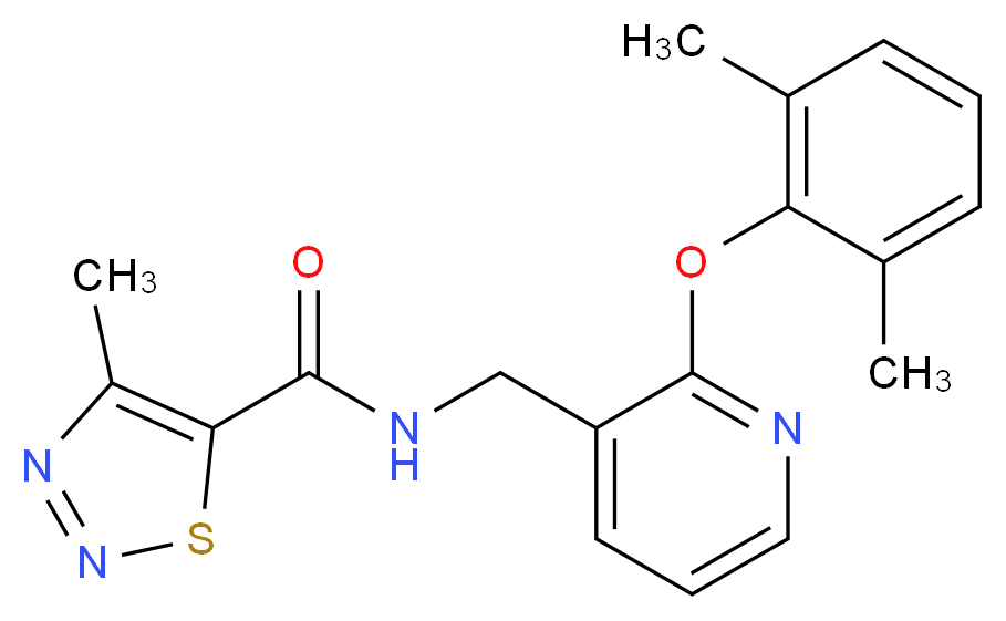 N-{[2-(2,6-dimethylphenoxy)pyridin-3-yl]methyl}-4-methyl-1,2,3-thiadiazole-5-carboxamide_Molecular_structure_CAS_)