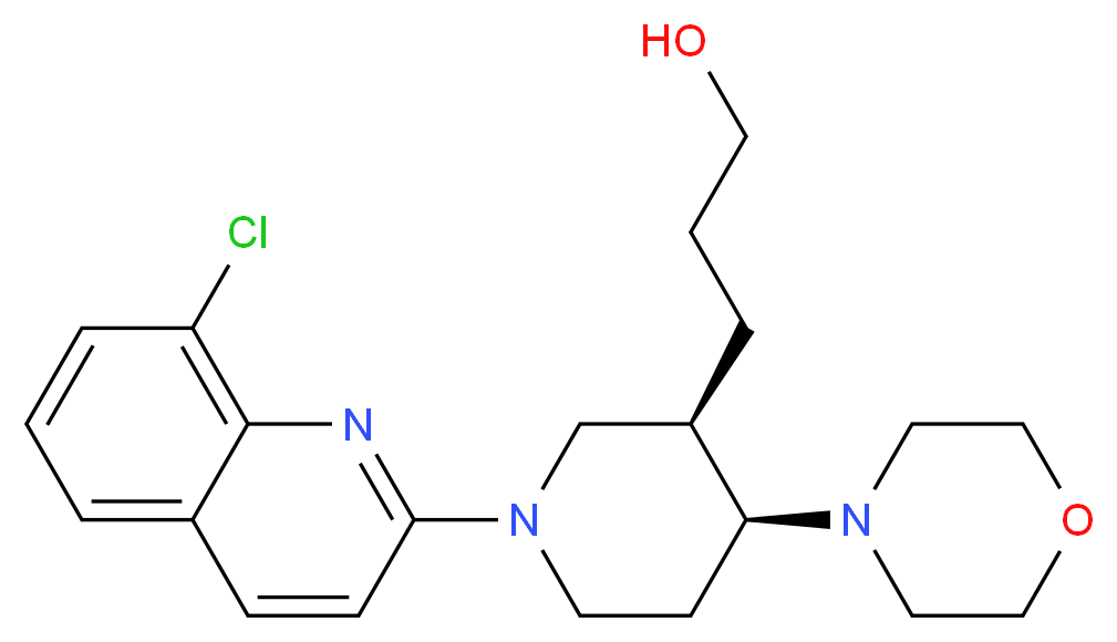 3-[(3R*,4S*)-1-(8-chloroquinolin-2-yl)-4-morpholin-4-ylpiperidin-3-yl]propan-1-ol_Molecular_structure_CAS_)