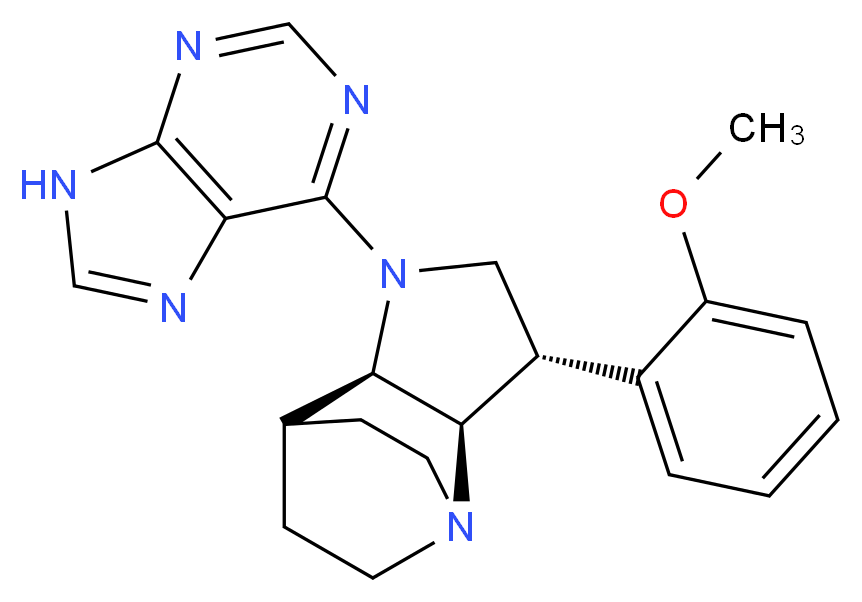 (2R*,3S*,6R*)-3-(2-methoxyphenyl)-5-(9H-purin-6-yl)-1,5-diazatricyclo[5.2.2.0~2,6~]undecane_Molecular_structure_CAS_)