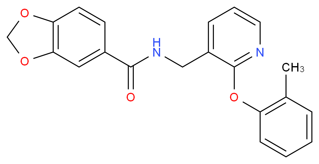 N-{[2-(2-methylphenoxy)pyridin-3-yl]methyl}-1,3-benzodioxole-5-carboxamide_Molecular_structure_CAS_)