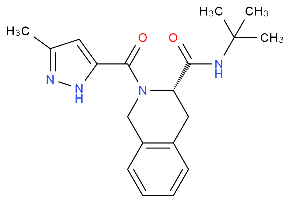 (3S)-N-(tert-butyl)-2-[(3-methyl-1H-pyrazol-5-yl)carbonyl]-1,2,3,4-tetrahydro-3-isoquinolinecarboxamide_Molecular_structure_CAS_)