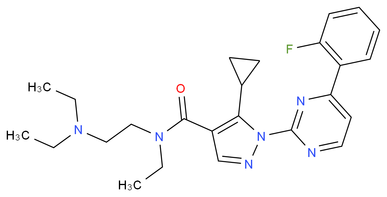 5-cyclopropyl-N-[2-(diethylamino)ethyl]-N-ethyl-1-[4-(2-fluorophenyl)-2-pyrimidinyl]-1H-pyrazole-4-carboxamide_Molecular_structure_CAS_)