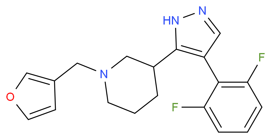 3-[4-(2,6-difluorophenyl)-1H-pyrazol-5-yl]-1-(3-furylmethyl)piperidine_Molecular_structure_CAS_)