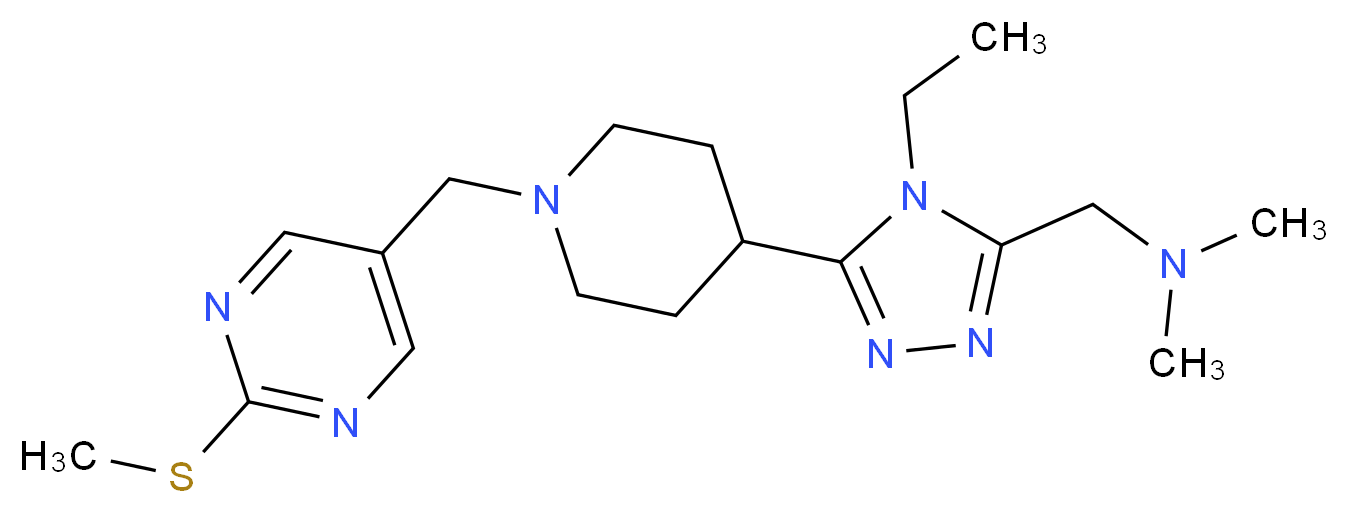 1-[4-ethyl-5-(1-{[2-(methylthio)pyrimidin-5-yl]methyl}piperidin-4-yl)-4H-1,2,4-triazol-3-yl]-N,N-dimethylmethanamine_Molecular_structure_CAS_)