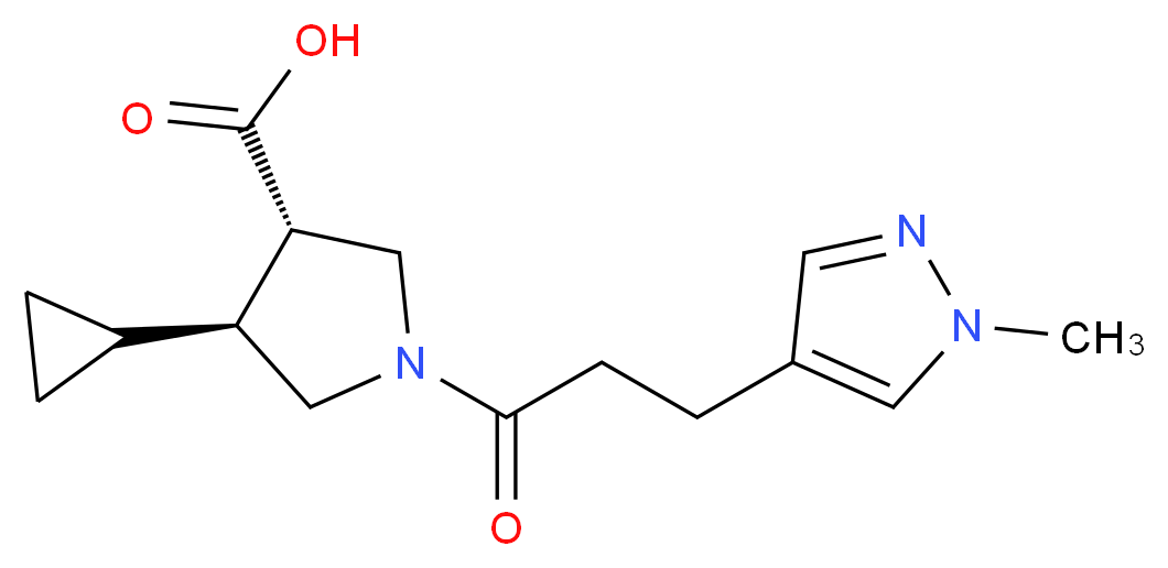 (3S*,4S*)-4-cyclopropyl-1-[3-(1-methyl-1H-pyrazol-4-yl)propanoyl]-3-pyrrolidinecarboxylic acid_Molecular_structure_CAS_)