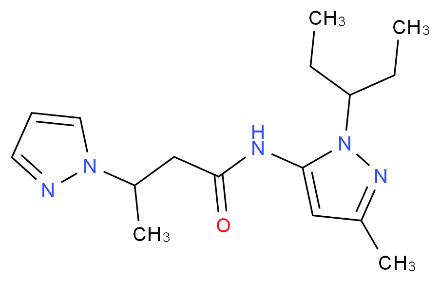 N-[1-(1-ethylpropyl)-3-methyl-1H-pyrazol-5-yl]-3-(1H-pyrazol-1-yl)butanamide_Molecular_structure_CAS_)