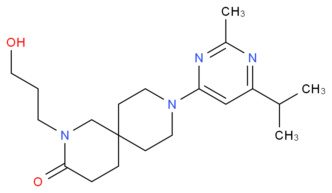 2-(3-hydroxypropyl)-9-(6-isopropyl-2-methylpyrimidin-4-yl)-2,9-diazaspiro[5.5]undecan-3-one_Molecular_structure_CAS_)