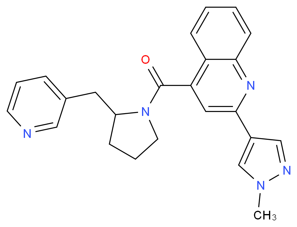 2-(1-methyl-1H-pyrazol-4-yl)-4-{[2-(pyridin-3-ylmethyl)pyrrolidin-1-yl]carbonyl}quinoline_Molecular_structure_CAS_)