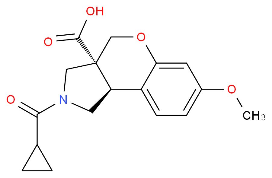 (3aR*,9bR*)-2-(cyclopropylcarbonyl)-7-methoxy-1,2,3,9b-tetrahydrochromeno[3,4-c]pyrrole-3a(4H)-carboxylic acid_Molecular_structure_CAS_)