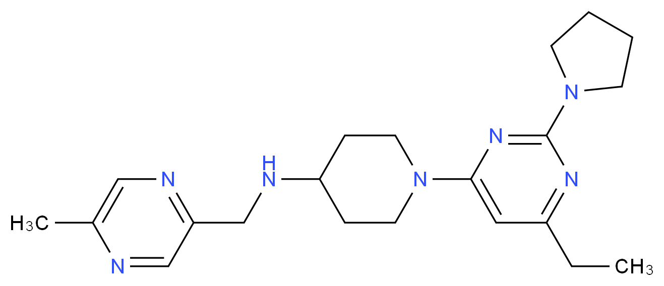 1-(6-ethyl-2-pyrrolidin-1-ylpyrimidin-4-yl)-N-[(5-methylpyrazin-2-yl)methyl]piperidin-4-amine_Molecular_structure_CAS_)
