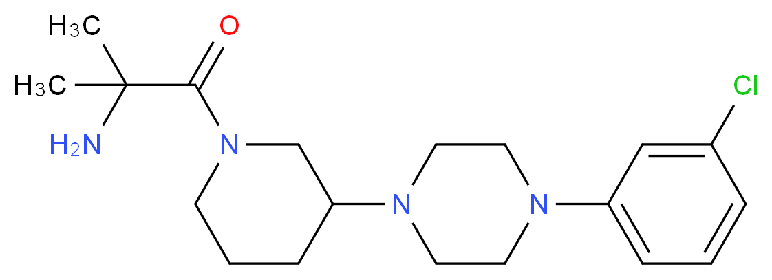 (2-{3-[4-(3-chlorophenyl)-1-piperazinyl]-1-piperidinyl}-1,1-dimethyl-2-oxoethyl)amine_Molecular_structure_CAS_)