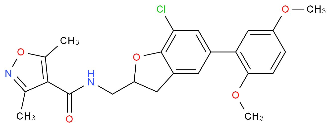N-{[7-chloro-5-(2,5-dimethoxyphenyl)-2,3-dihydro-1-benzofuran-2-yl]methyl}-3,5-dimethyl-4-isoxazolecarboxamide_Molecular_structure_CAS_)