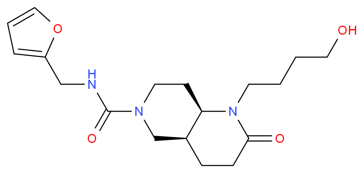 (4aS*,8aR*)-N-(2-furylmethyl)-1-(4-hydroxybutyl)-2-oxooctahydro-1,6-naphthyridine-6(2H)-carboxamide_Molecular_structure_CAS_)