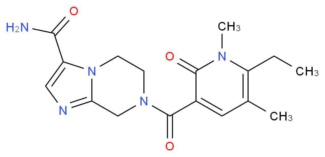 7-[(6-ethyl-1,5-dimethyl-2-oxo-1,2-dihydropyridin-3-yl)carbonyl]-5,6,7,8-tetrahydroimidazo[1,2-a]pyrazine-3-carboxamide_Molecular_structure_CAS_)