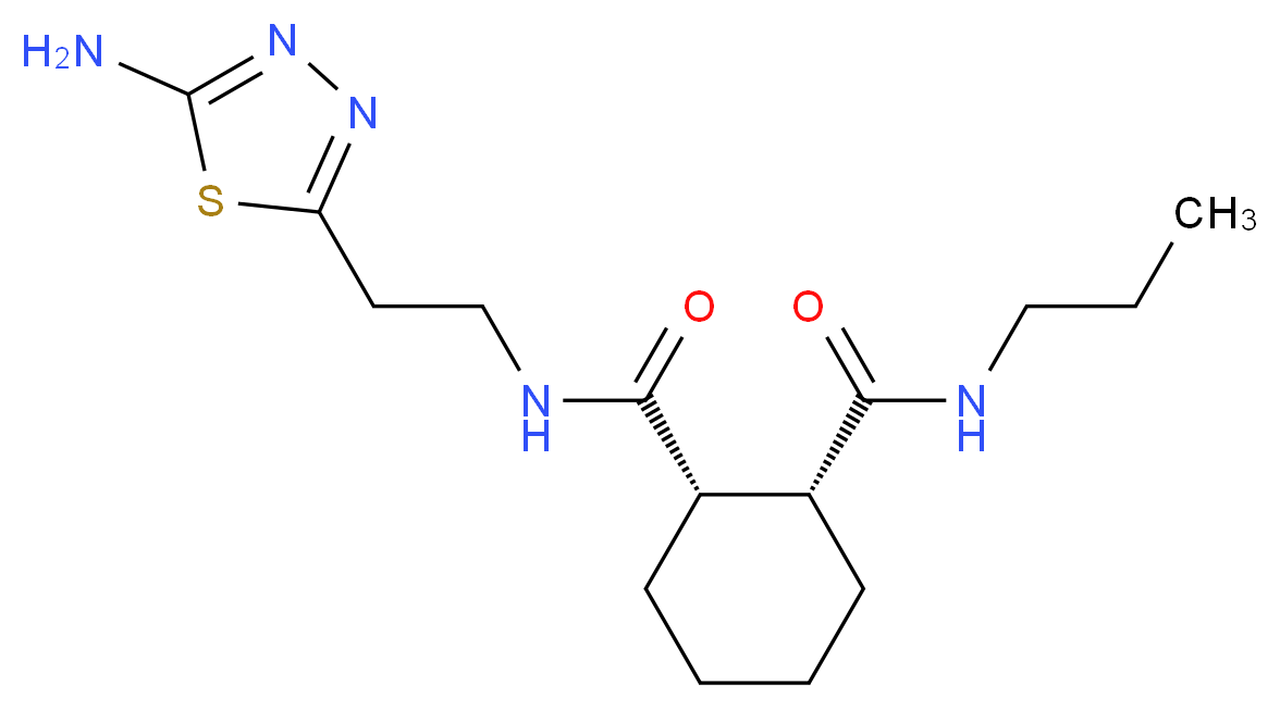 (1S*,2R*)-N-[2-(5-amino-1,3,4-thiadiazol-2-yl)ethyl]-N'-propylcyclohexane-1,2-dicarboxamide_Molecular_structure_CAS_)
