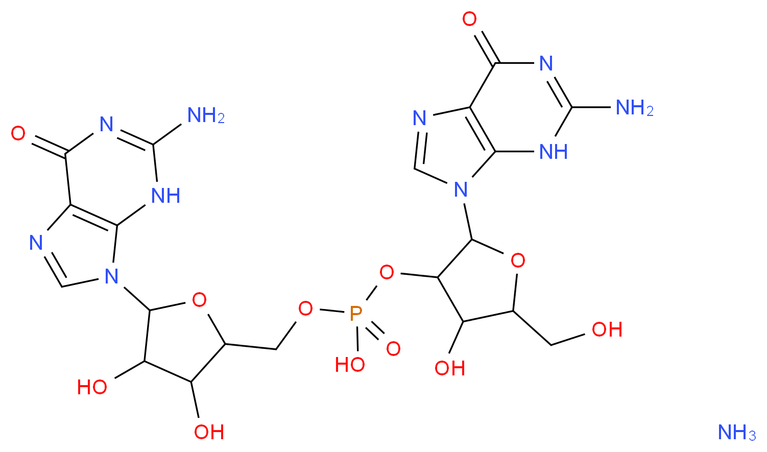 Guanylyl(2′→5′)guanosine ammonium salt_Molecular_structure_CAS_103213-36-1)