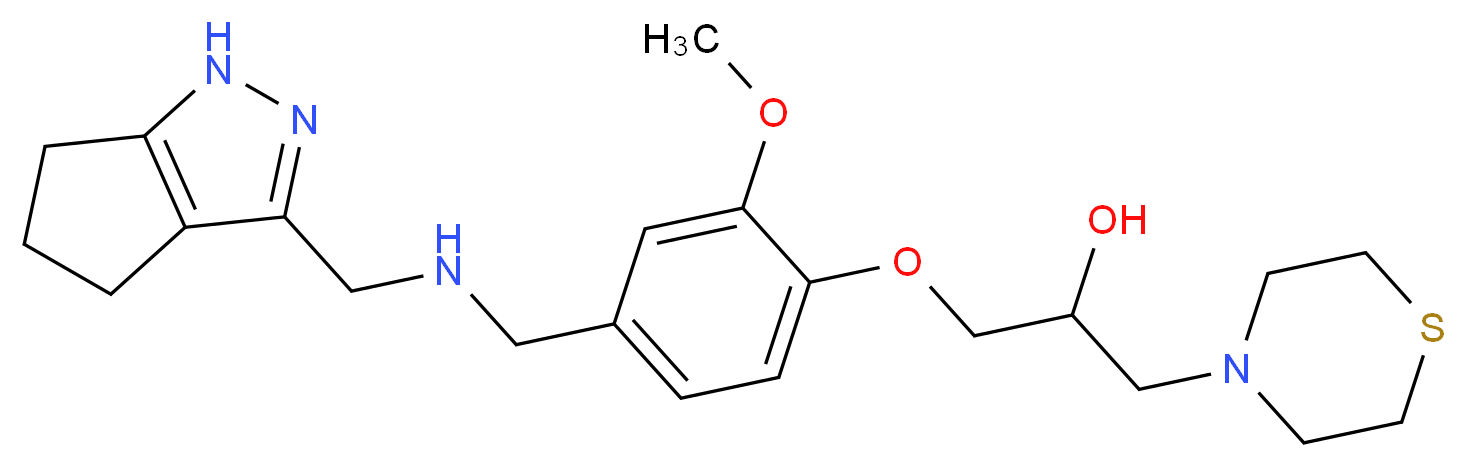 1-(2-methoxy-4-{[(1,4,5,6-tetrahydrocyclopenta[c]pyrazol-3-ylmethyl)amino]methyl}phenoxy)-3-(4-thiomorpholinyl)-2-propanol_Molecular_structure_CAS_)