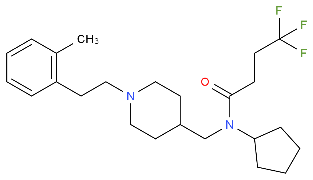 N-cyclopentyl-4,4,4-trifluoro-N-({1-[2-(2-methylphenyl)ethyl]-4-piperidinyl}methyl)butanamide_Molecular_structure_CAS_)