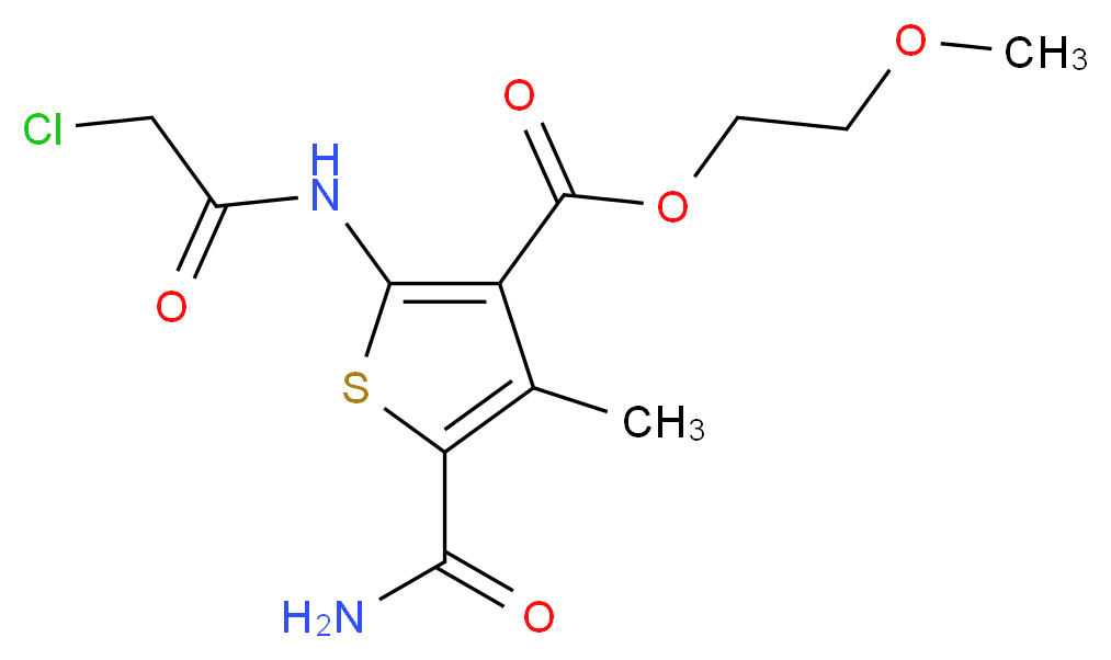 5-Carbamoyl-2-(2-chloro-acetylamino)-4-methyl-thiophene-3-carboxylic acid 2-methoxy-ethyl ester_Molecular_structure_CAS_)