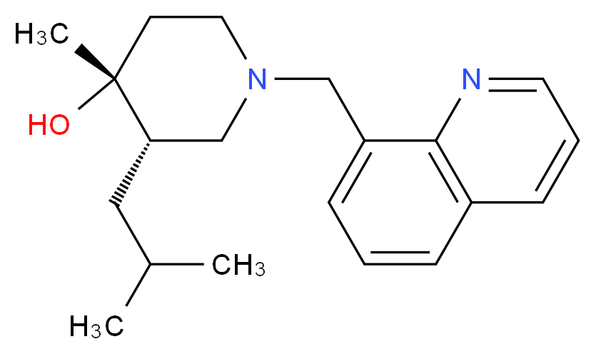 (3S*,4R*)-3-isobutyl-4-methyl-1-(quinolin-8-ylmethyl)piperidin-4-ol_Molecular_structure_CAS_)