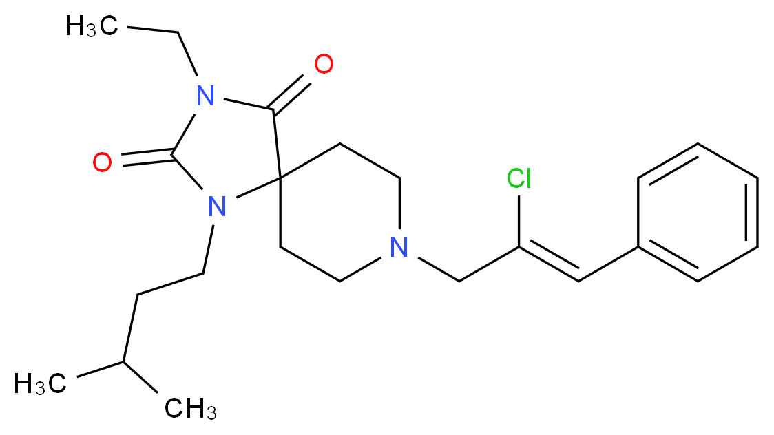 8-[(2Z)-2-chloro-3-phenyl-2-propen-1-yl]-3-ethyl-1-(3-methylbutyl)-1,3,8-triazaspiro[4.5]decane-2,4-dione_Molecular_structure_CAS_)