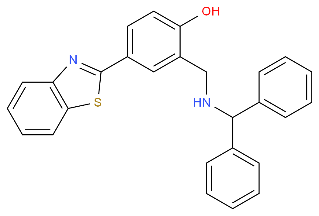 4-(1,3-benzothiazol-2-yl)-2-{[(diphenylmethyl)amino]methyl}phenol_Molecular_structure_CAS_)